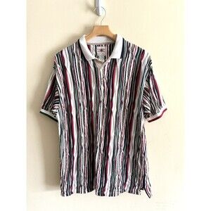 Vintage Cotton Traders Polo Coogi style‎ striped Shirt Textured Mens Large